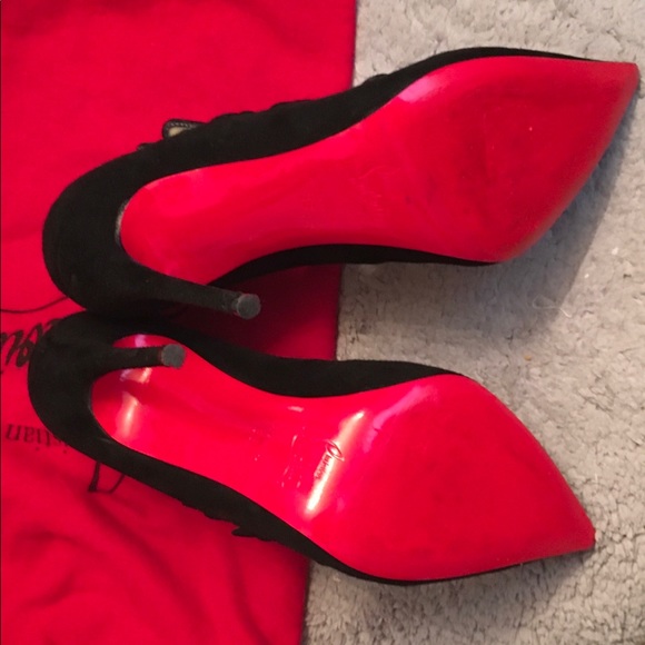 CHRISTIAN LOUBOUTIN black suede heels Sz38 - Picture 5 of 8
